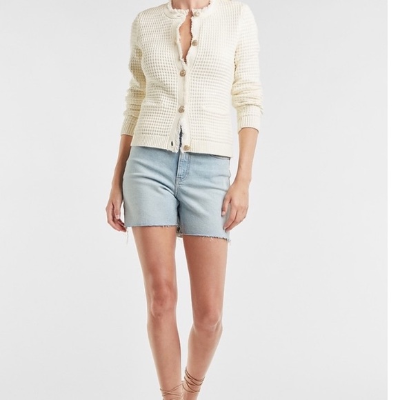 “Express” ivory, textured, embellished button sweater/blazer; size XS; NWOT - Picture 2 of 13